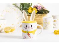 Zdjęcie: Kubek baryłka 400 ml z pokrywką silikonową uszy zająca dekoracja zajączek ALTOM DESIGN