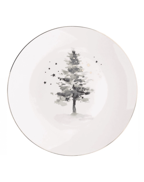 Zdjęcie: Talerz deserowy Misty Forest 20 cm biały z choinką ALTOMDESIGN