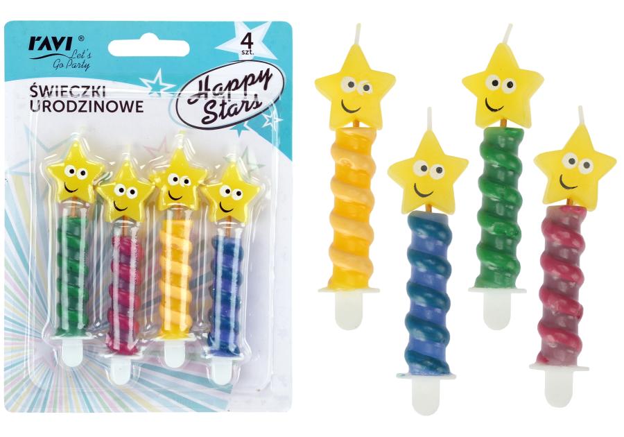 Zdjęcie: Świeczki urodzinowe 4 sztuki Happy Stars DECOR