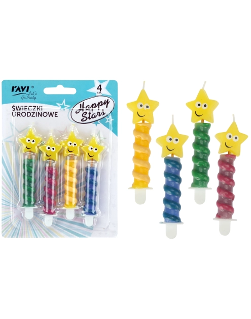 Zdjęcie: Świeczki urodzinowe 4 sztuki Happy Stars DECOR