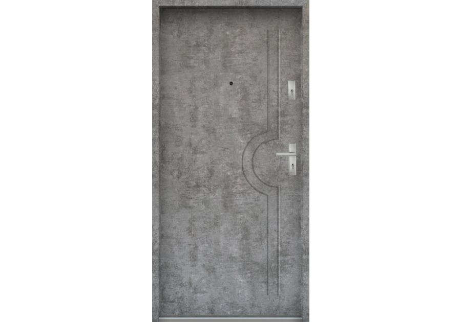 Zdjęcie: Drzwi wejściowe do mieszkań Bastion N-03 Beton srebrny 80 cm lewe ODO KR CENTER