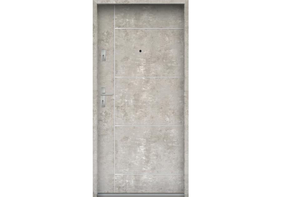Zdjęcie: Drzwi wejściowe do mieszkań Bastion A-65 Beton naturalny 80 cm (NW) prawe ODO KR CENTER
