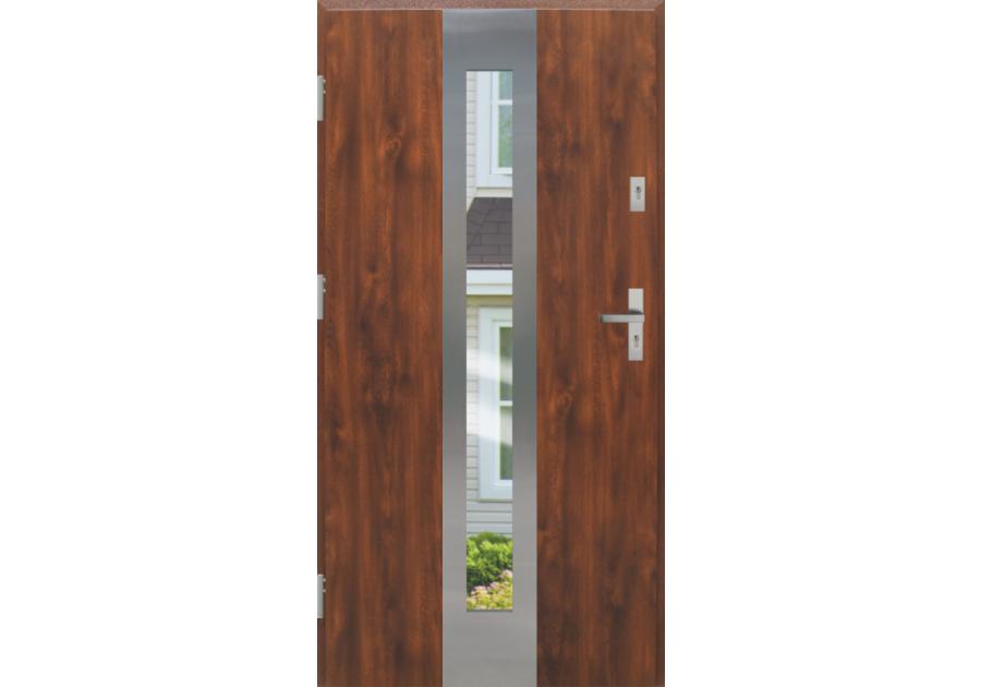 Zdjęcie: Drzwi zewnętrzne stalowo-drewniane Disting Otello 05 Dąb złoty 80 cm lewe KR CENTER