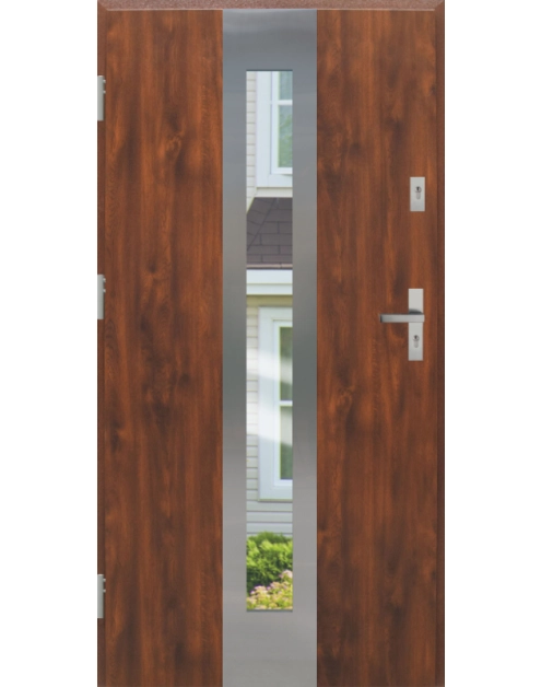 Zdjęcie: Drzwi zewnętrzne stalowo-drewniane Disting Otello 05 Dąb złoty 80 cm lewe KR CENTER