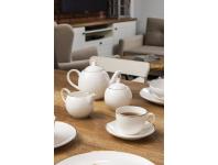 Zdjęcie: Cukiernica 380 ml porcelana kremowa w opasce new Bella złota linia ALTOMDESIGN