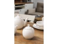 Zdjęcie: Cukiernica 380 ml porcelana kremowa w opasce new Bella złota linia ALTOMDESIGN