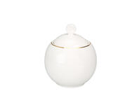 Zdjęcie: Cukiernica 380 ml porcelana kremowa w opasce new Bella złota linia ALTOMDESIGN