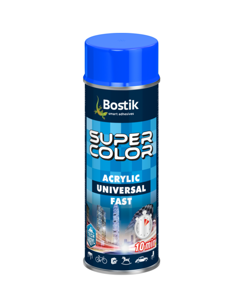 Zdjęcie: Lakier akrylowy Super Color Acrylic Universal Fast niebieski RAL 5015 400 ml BOSTIK