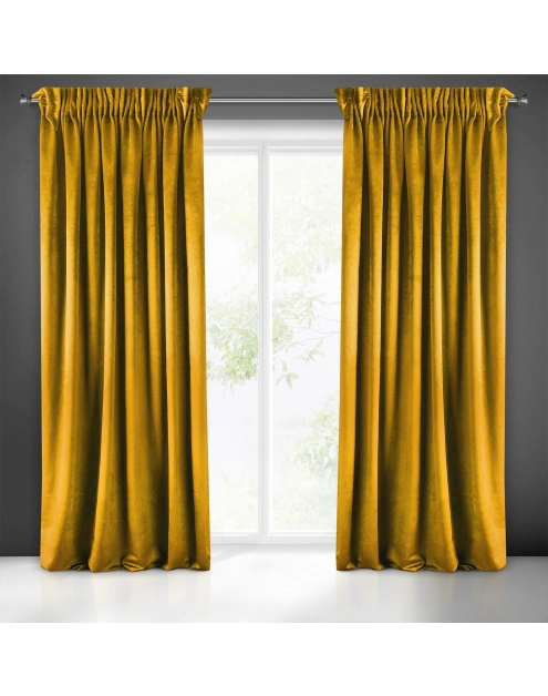 Zdjęcie: Zasłona gotowa Sarah na taśmie 140x270 cm musztardowy EUROFIRANY