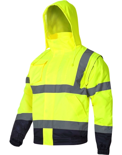 Zdjęcie: Kurtka ostrzegawcza ociepielane z odpinanymi rękawami, żółta, 3XL, CE, LAHTI PRO