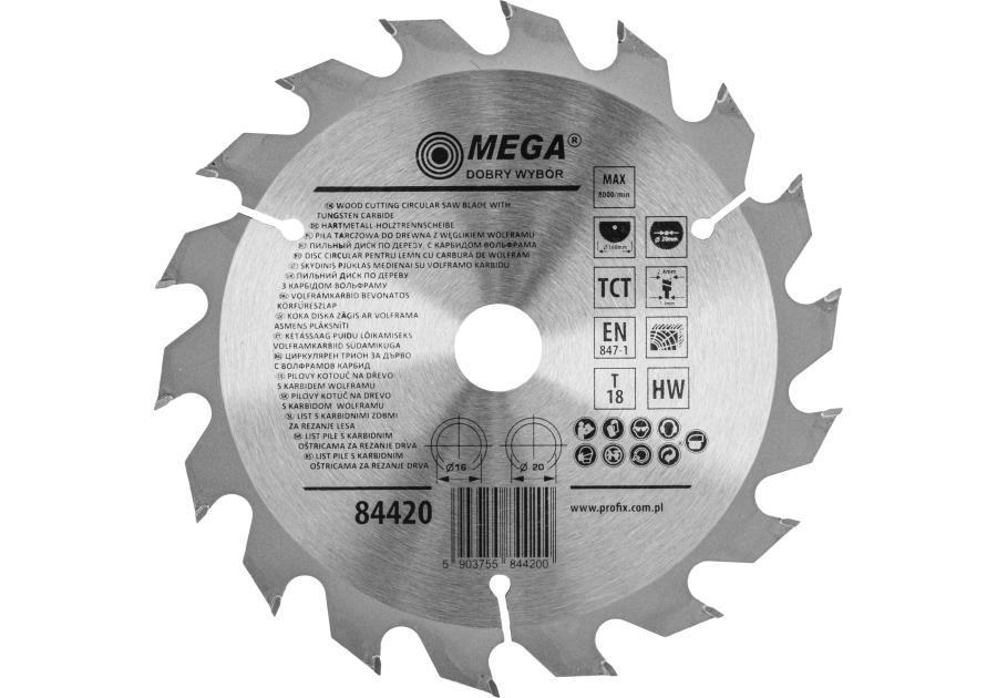 Zdjęcie: Piła tarczowa do drewna 160 18T 20/16 mm MEGA