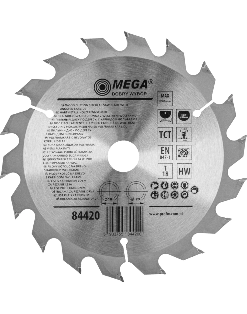 Zdjęcie: Piła tarczowa do drewna 160 18T 20/16 mm MEGA