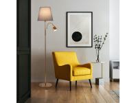 Zdjęcie: Lampa podłogowa Artemis plus, złota podstawa, szary abażur ADRILUX