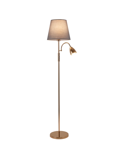 Zdjęcie: Lampa podłogowa Artemis plus, złota podstawa, szary abażur ADRILUX