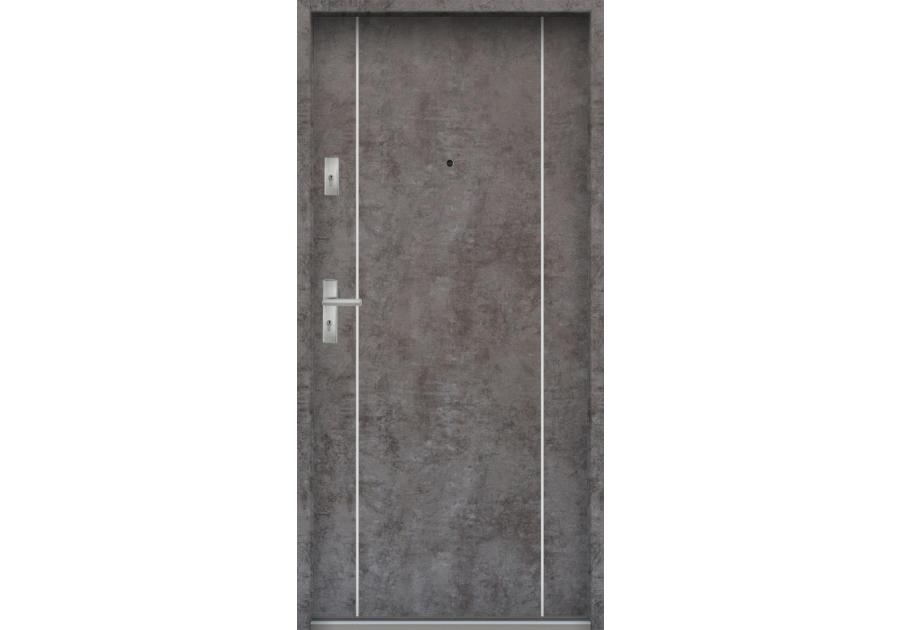 Zdjęcie: Drzwi wejściowe do mieszkań Bastion A-34 Beton ołówkowy 90 cm prawe OSPŁ KR CENTER