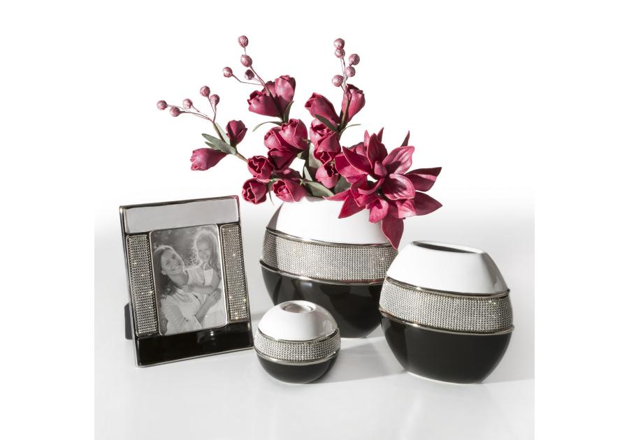 Zdjęcie: Wazon dekoracyjny Nessi 17x11x30 cm biało-czarny EUROFIRANY