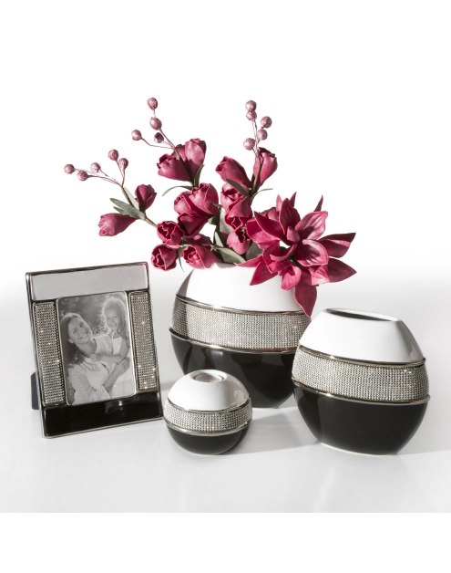 Zdjęcie: Wazon dekoracyjny Nessi 17x11x30 cm biało-czarny EUROFIRANY