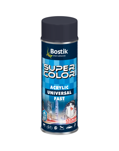 Zdjęcie: Lakier akrylowy Super Color Acrylic Universal Fast antracytowy RAL 7016 400 ml BOSTIK