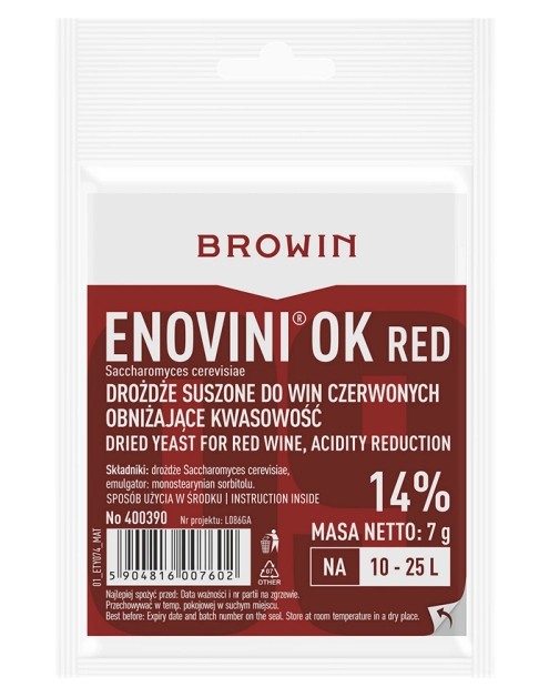 Zdjęcie: Enovini OK RED drożdże obniżające kwasowość 400390 BROWIN