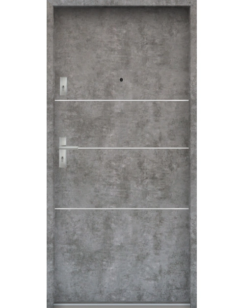 Zdjęcie: Drzwi wejściowe do mieszkań Bastion A-66 Beton srebrny 80 cm (NW) prawe ODO KR CENTER