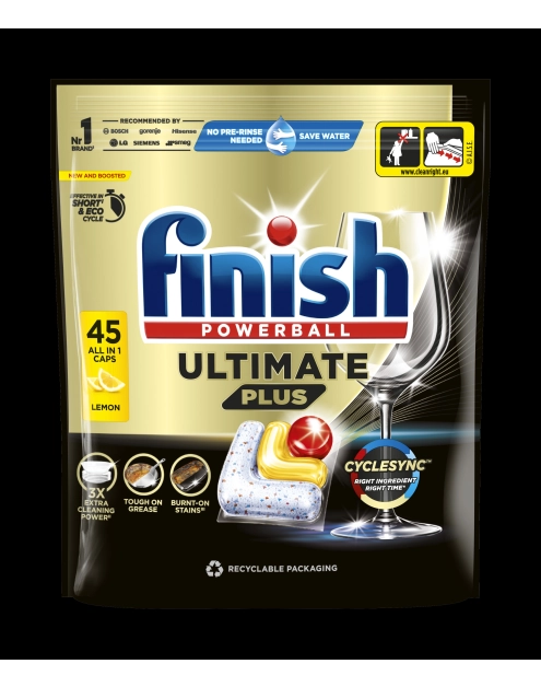 Zdjęcie: Kapsułki do zmywarki Finish Powerball Ultimate Plus 45 sztuk FINISH