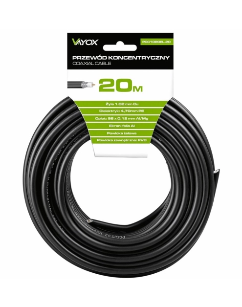 Zdjęcie: Kabel koncentryczny żelowany RG6U PCC102GEL-20 20 m VAYOX