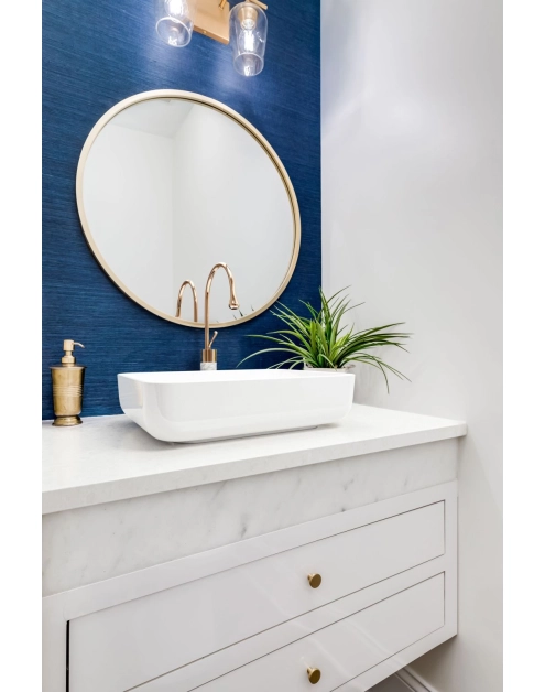 Zdjęcie: Wysoka bateria umywalkowa Gabro biały/miedź INVENA