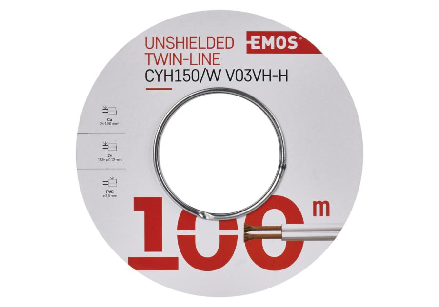 Zdjęcie: Przewód nieekranowany 1,50 biały, 100m EMOS