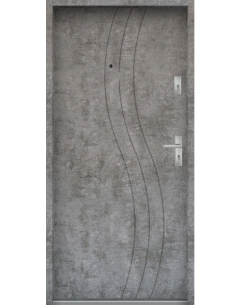Zdjęcie: Drzwi wejściowe do mieszkań Bastion N-07 Beton srebrny 80 cm (NW) lewe ODR KR CENTER