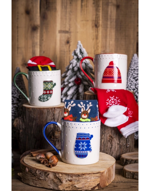 Zdjęcie: Zestaw kubek świąteczny 500 ml granatowy ze skarpetkami ALTOM DESIGN