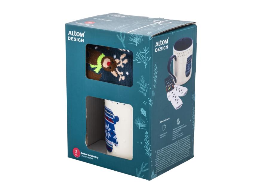 Zdjęcie: Zestaw kubek świąteczny 500 ml granatowy ze skarpetkami ALTOM DESIGN
