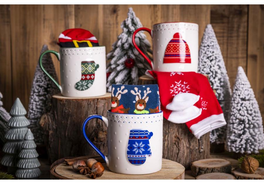 Zdjęcie: Zestaw kubek świąteczny 500 ml granatowy ze skarpetkami ALTOM DESIGN