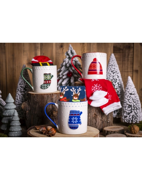 Zdjęcie: Zestaw kubek świąteczny 500 ml granatowy ze skarpetkami ALTOM DESIGN