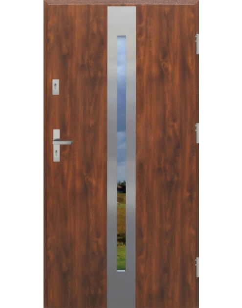 Zdjęcie: Drzwi zewnętrzne stalowo-drewniane Disting Otello 12 Dąb złoty 80 cm prawe KR CENTER