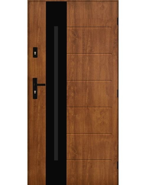 Zdjęcie: Drzwi zewnętrzne solaris złoty dąb 90p komplet PANTOR