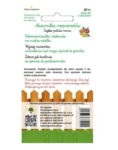 Zdjęcie: Aksamitka rozpierzchła mieszanka 1 g W.LEGUTKO