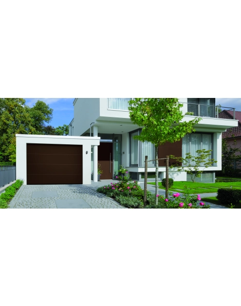 Zdjęcie: Brama garażowa segmentowa automatyczna IsoMatic brąz 250x212,5 cm HORMANN