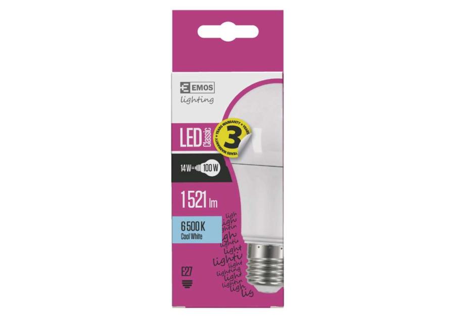 Zdjęcie: Żarówka LED Classic A60, E27, 13,2 W (100 W), 1 521 lm, zimna biel EMOS