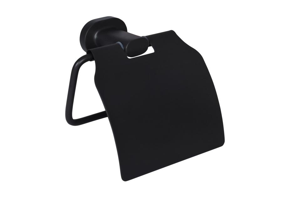Zdjęcie: Uchwyt na papier toaletowy Go z klapką czarny mat BISK