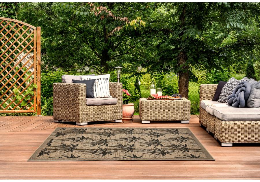 Zdjęcie: Dywan outdoor 80x150 cm Panama 420 Palmy beż, czarny INDAVO