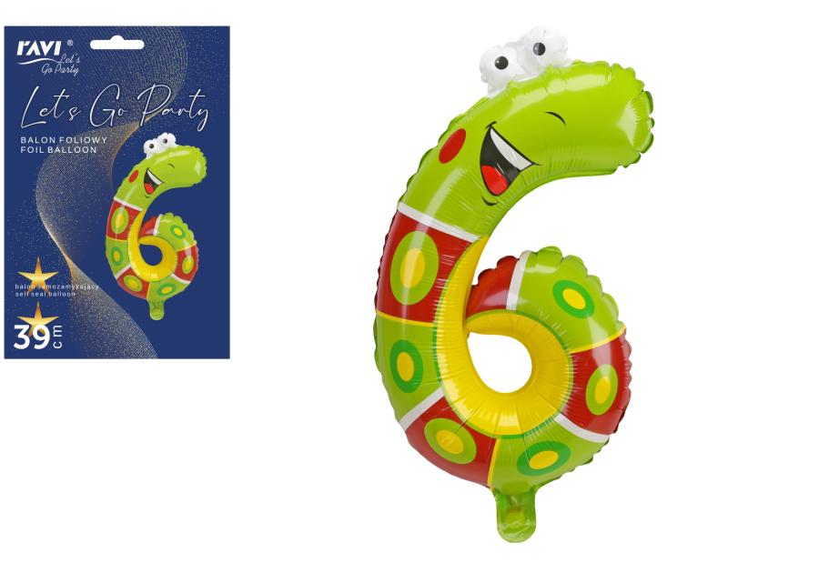 Zdjęcie: Balon foliowy LGP 40 cm Animals Cyfra 6 DECOR