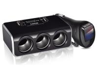 Zdjęcie: Rozgałęźnik gniazda zapalniczki na 3x gniazdo zapalniczki + 2x port USB z monitorem napięcia LB01