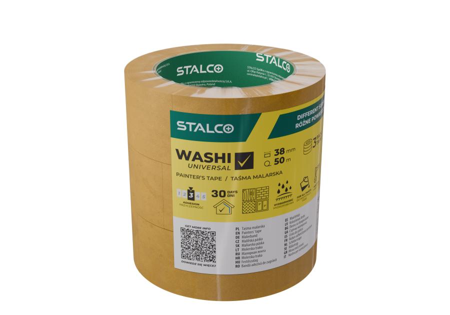 Zdjęcie: Taśma malarska Washi uniwersalna 3-pak 38 mm x 50 m STALCO