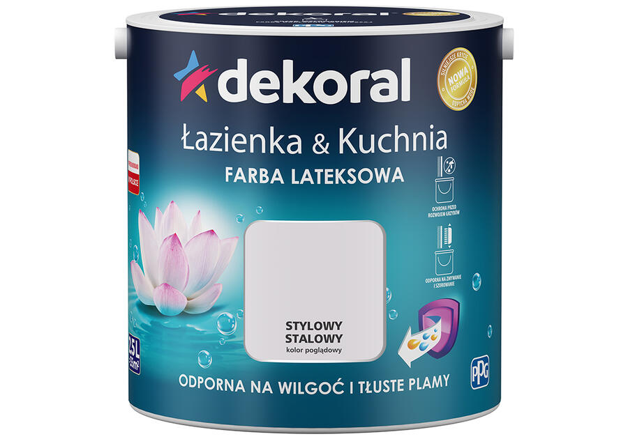 Zdjęcie: Farba lateksowa Łazienka&Kuchnia stylowy stalowy 2,5 L DEKORAL