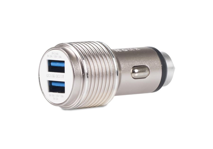 Zdjęcie: Ładowarka samochodowa z funkcją szybkiego ładowania QC 3.0 2xUSB 5V/3A LB0145 LIBOX