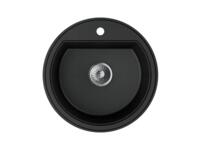 Zdjęcie: Zlewozmywak granitowy Oval 1-komorowy grafitowy, bez ociekacza, 51x21,5 cm syfon manualny, MILÓ