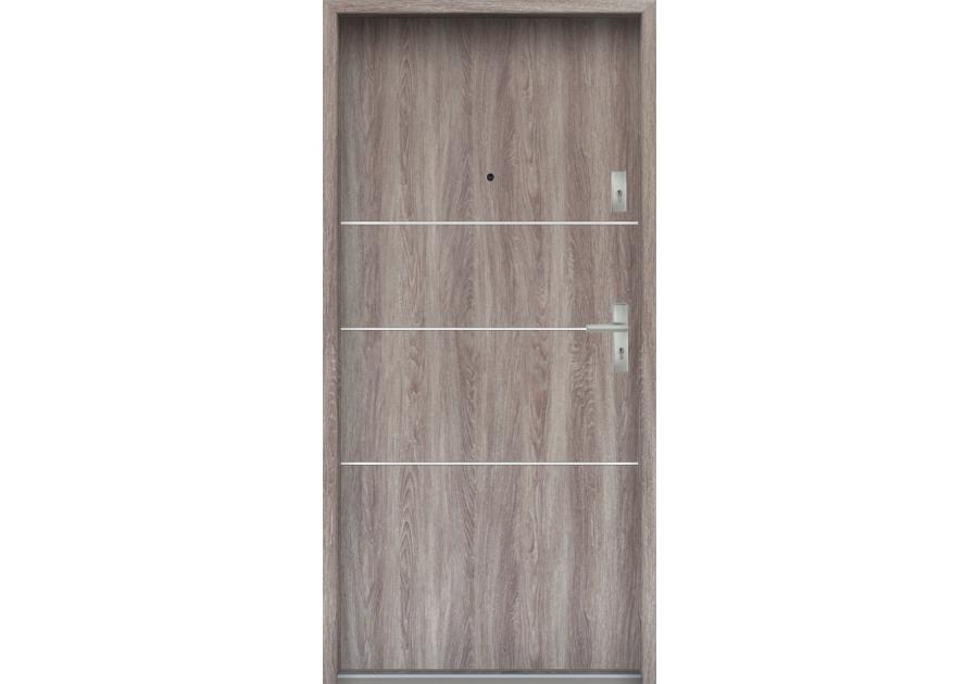Zdjęcie: Drzwi wejściowe do mieszkań Bastion A-66 Dąb japoński 90 cm lewe ODO KR CENTER