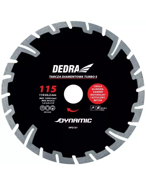 Zdjęcie: Tarcza diamentowa TURBO S  230 mm/22,2 mm DEDRA