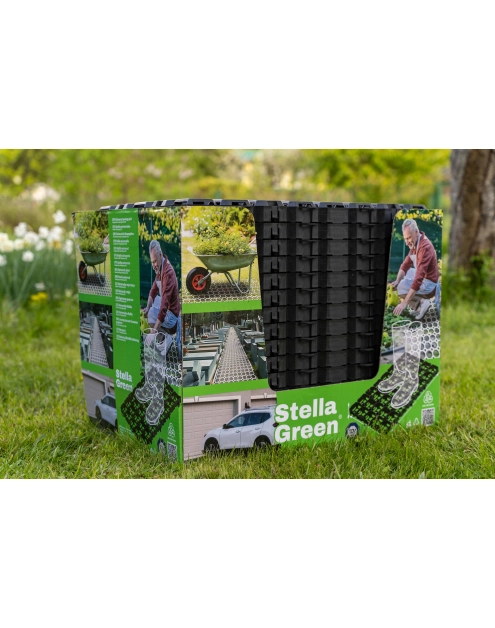 Zdjęcie: Kratka trawnikowa 60x40x4 cm czarna STELLA GREEN