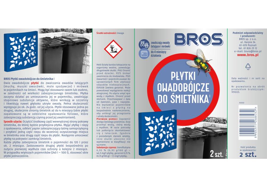 Zdjęcie: Płytki owadobójcze do śmietnika 2 sztuki BROS